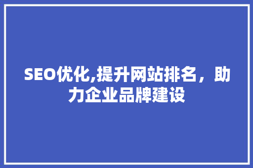 SEO优化,提升网站排名，助力企业品牌建设