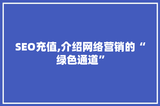 SEO充值,介绍网络营销的“绿色通道”