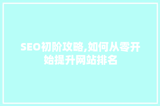 SEO初阶攻略,如何从零开始提升网站排名