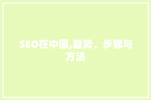 SEO在中国,趋势、步骤与方法