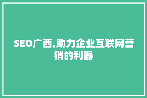 SEO广西,助力企业互联网营销的利器