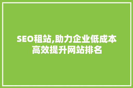 SEO租站,助力企业低成本高效提升网站排名