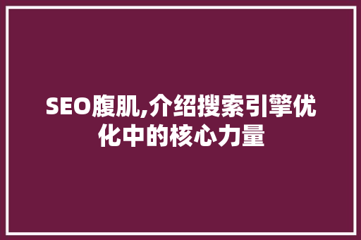 SEO腹肌,介绍搜索引擎优化中的核心力量