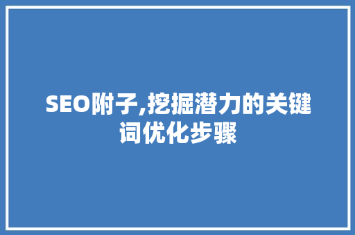 SEO附子,挖掘潜力的关键词优化步骤