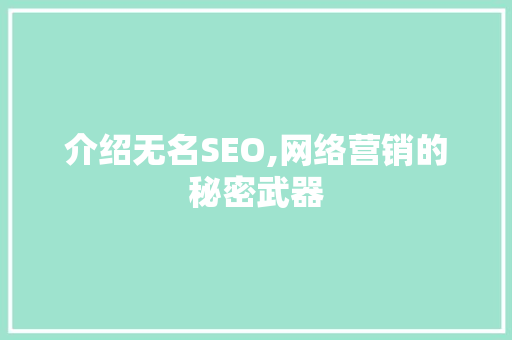 介绍无名SEO,网络营销的秘密武器