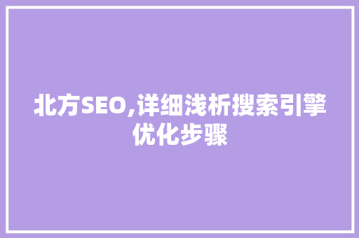 北方SEO,详细浅析搜索引擎优化步骤