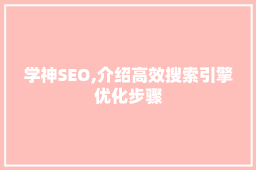 学神SEO,介绍高效搜索引擎优化步骤