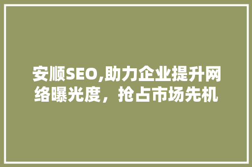 安顺SEO,助力企业提升网络曝光度，抢占市场先机