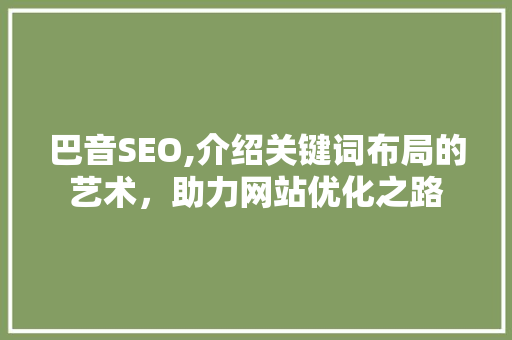巴音SEO,介绍关键词布局的艺术，助力网站优化之路