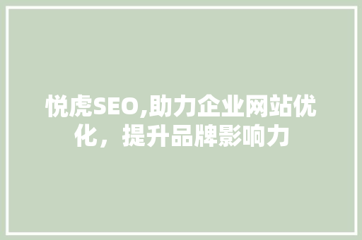悦虎SEO,助力企业网站优化，提升品牌影响力