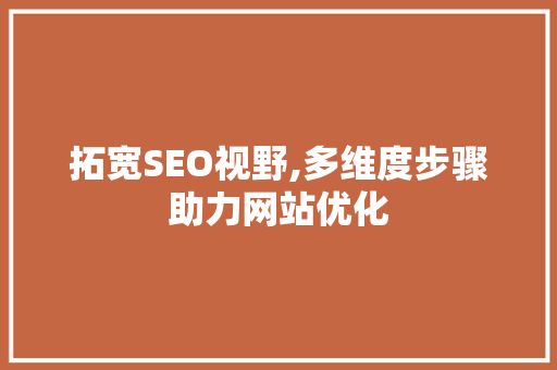 拓宽SEO视野,多维度步骤助力网站优化
