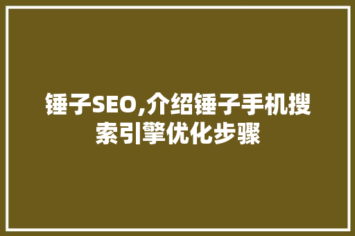 锤子SEO,介绍锤子手机搜索引擎优化步骤