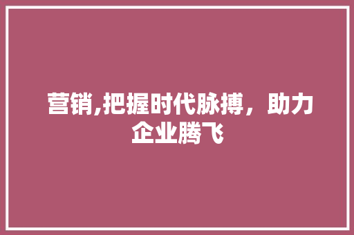  营销,把握时代脉搏，助力企业腾飞