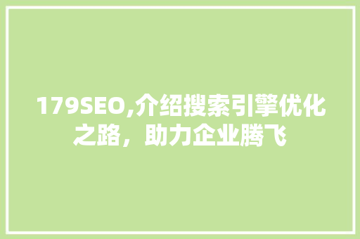 179SEO,介绍搜索引擎优化之路，助力企业腾飞
