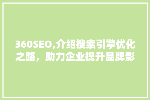 360SEO,介绍搜索引擎优化之路，助力企业提升品牌影响力