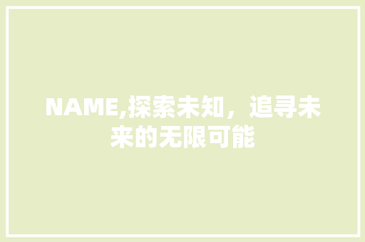 NAME,探索未知，追寻未来的无限可能