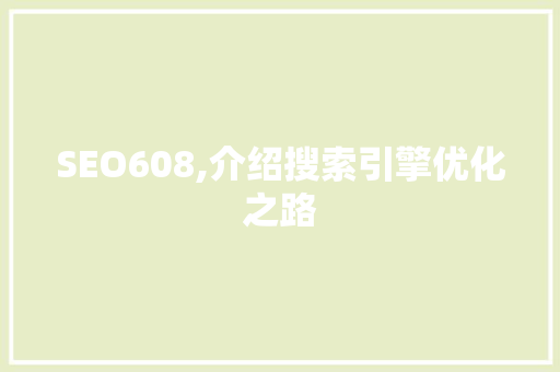 SEO608,介绍搜索引擎优化之路