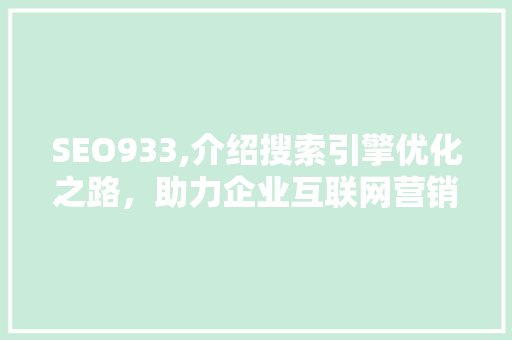 SEO933,介绍搜索引擎优化之路，助力企业互联网营销新篇章