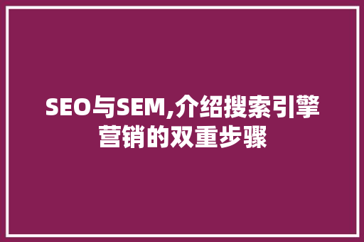 SEO与SEM,介绍搜索引擎营销的双重步骤