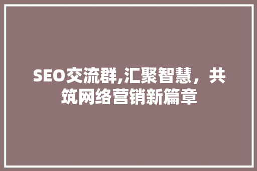 SEO交流群,汇聚智慧，共筑网络营销新篇章