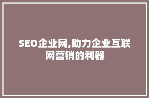 SEO企业网,助力企业互联网营销的利器