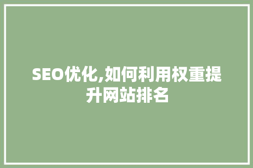 SEO优化,如何利用权重提升网站排名