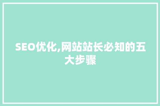 SEO优化,网站站长必知的五大步骤
