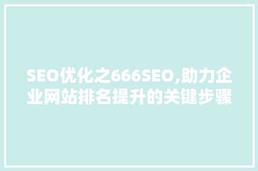 SEO优化之666SEO,助力企业网站排名提升的关键步骤