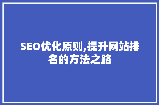 SEO优化原则,提升网站排名的方法之路