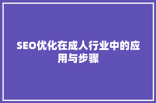 SEO优化在成人行业中的应用与步骤