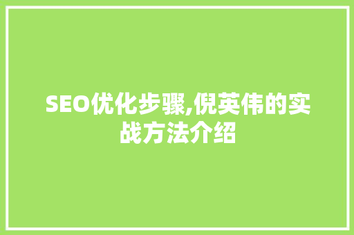SEO优化步骤,倪英伟的实战方法介绍