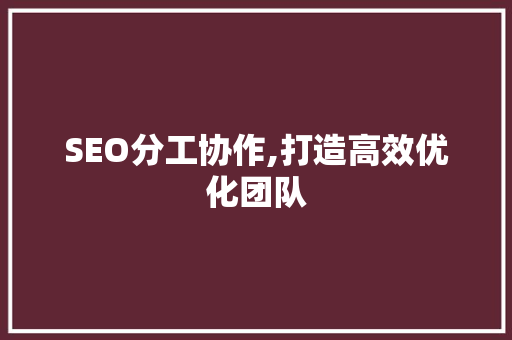 SEO分工协作,打造高效优化团队