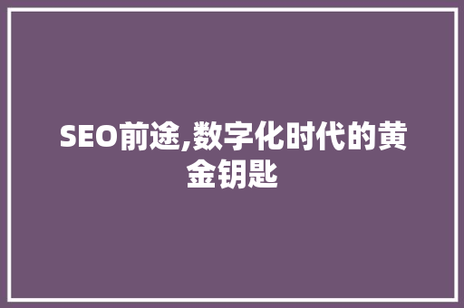 SEO前途,数字化时代的黄金钥匙