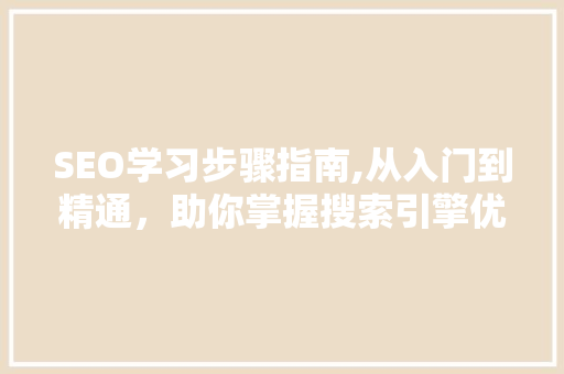 SEO学习步骤指南,从入门到精通，助你掌握搜索引擎优化方法