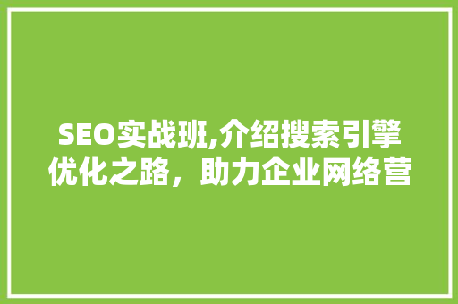 SEO实战班,介绍搜索引擎优化之路，助力企业网络营销腾飞