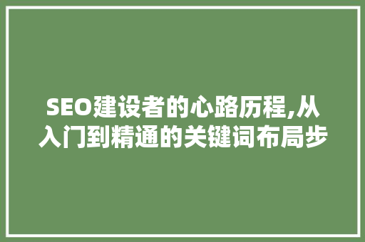 SEO建设者的心路历程,从入门到精通的关键词布局步骤