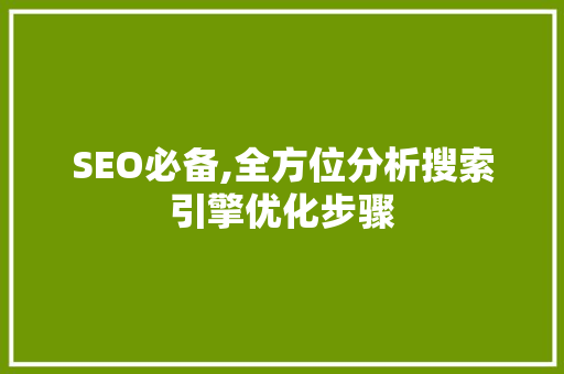 SEO必备,全方位分析搜索引擎优化步骤