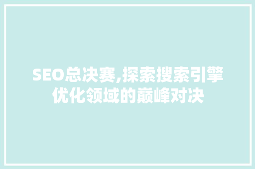 SEO总决赛,探索搜索引擎优化领域的巅峰对决