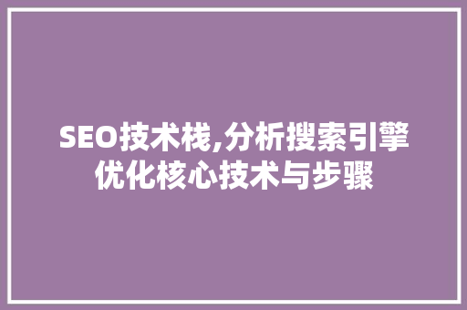 SEO技术栈,分析搜索引擎优化核心技术与步骤