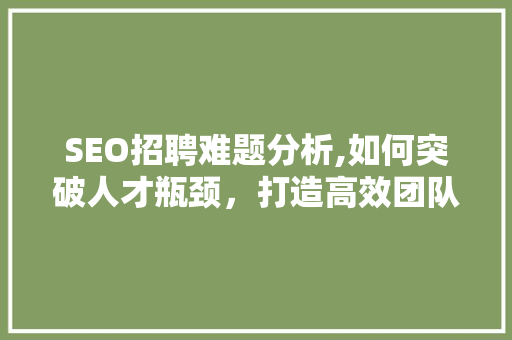 SEO招聘难题分析,如何突破人才瓶颈，打造高效团队