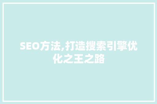 SEO方法,打造搜索引擎优化之王之路