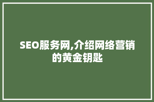 SEO服务网,介绍网络营销的黄金钥匙