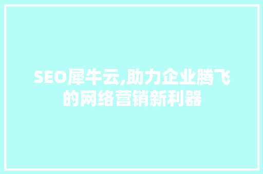 SEO犀牛云,助力企业腾飞的网络营销新利器