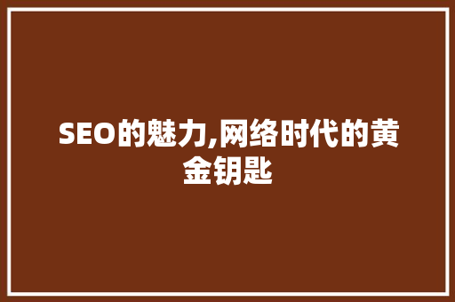 SEO的魅力,网络时代的黄金钥匙
