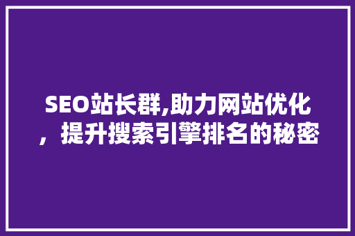 SEO站长群,助力网站优化，提升搜索引擎排名的秘密武器
