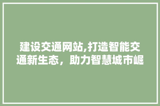 建设交通网站,打造智能交通新生态，助力智慧城市崛起