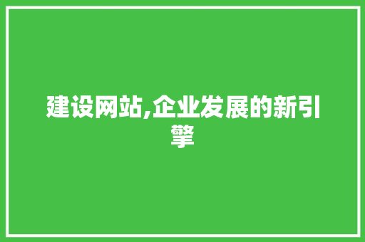 建设网站,企业发展的新引擎