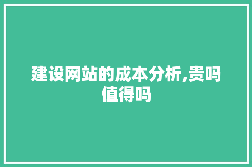 建设网站的成本分析,贵吗值得吗