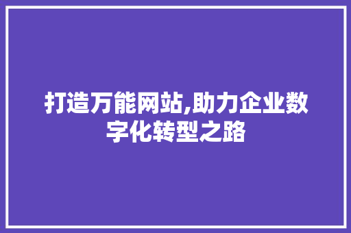 打造万能网站,助力企业数字化转型之路