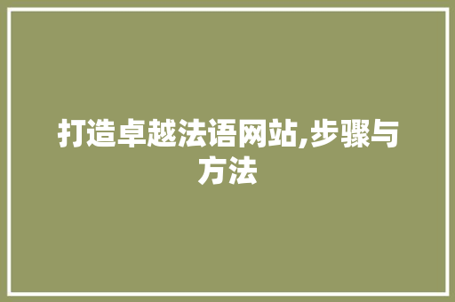 打造卓越法语网站,步骤与方法